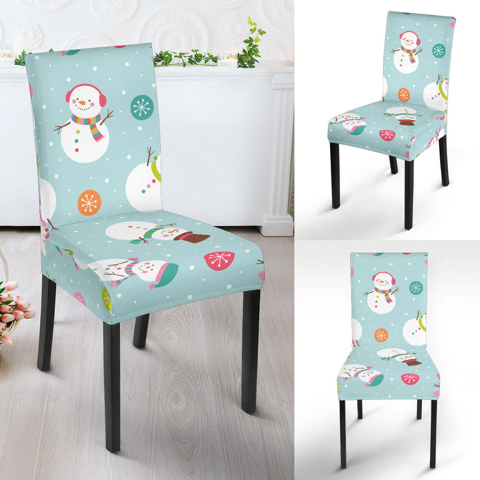 Cute Snowman Snowflake Pattern Dining Chair Slipcover