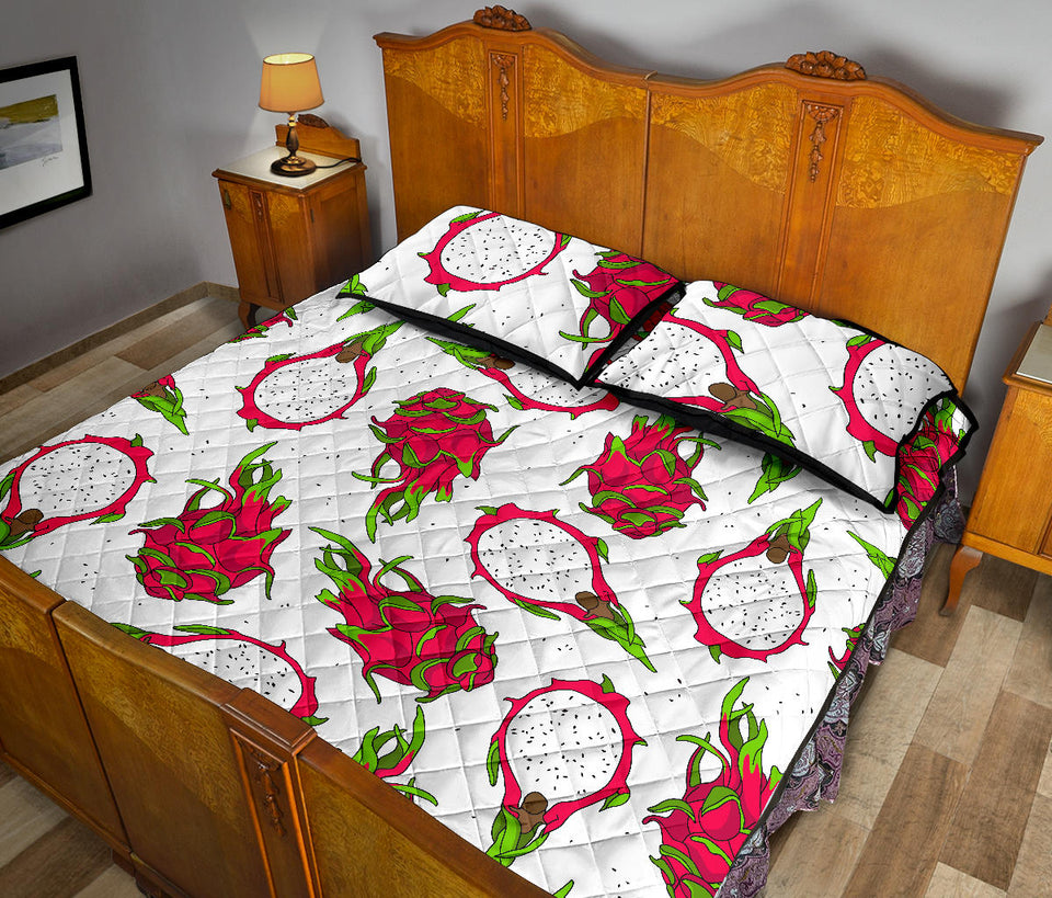 dragon fruits white background Quilt Bed Set