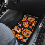 Pumpkin Flowers Spiderweb Halloween Theme Front And Back Car Mats