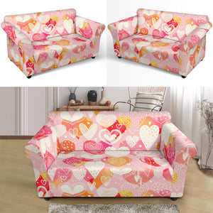 Hand Drawn Heart Design Pattern Loveseat Couch Slipcover