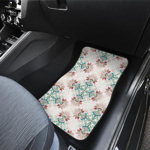 Square Floral Indian Flower Pattern Front Car Mats