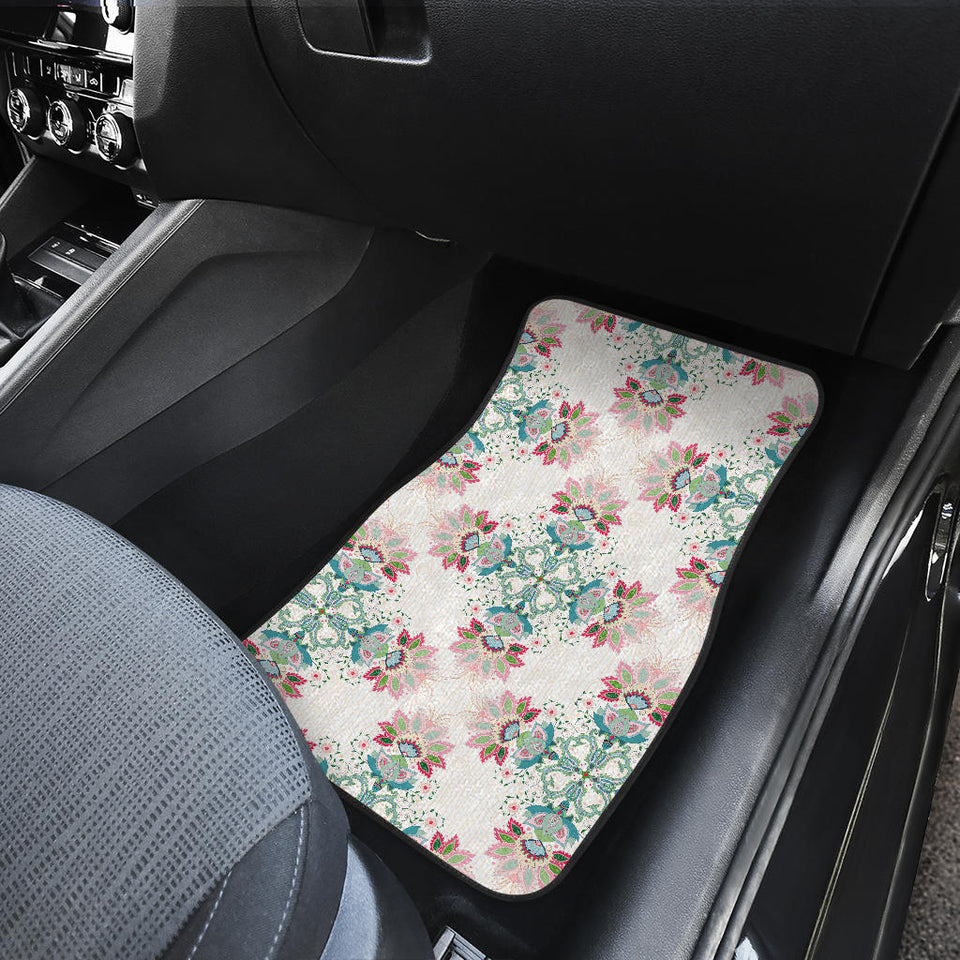 Square Floral Indian Flower Pattern Front Car Mats