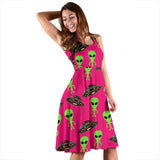 Alien Pattern Print Design 03 Sleeveless Midi Dress