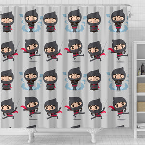 Cute Ninja Pattern Shower Curtain Fulfilled In US