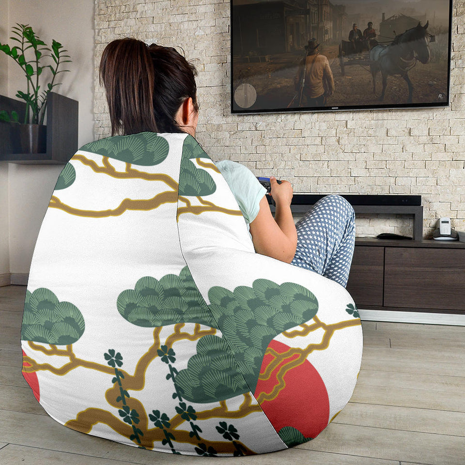 Bonsai Red Sun Japanese Pattern Bean Bag Cover