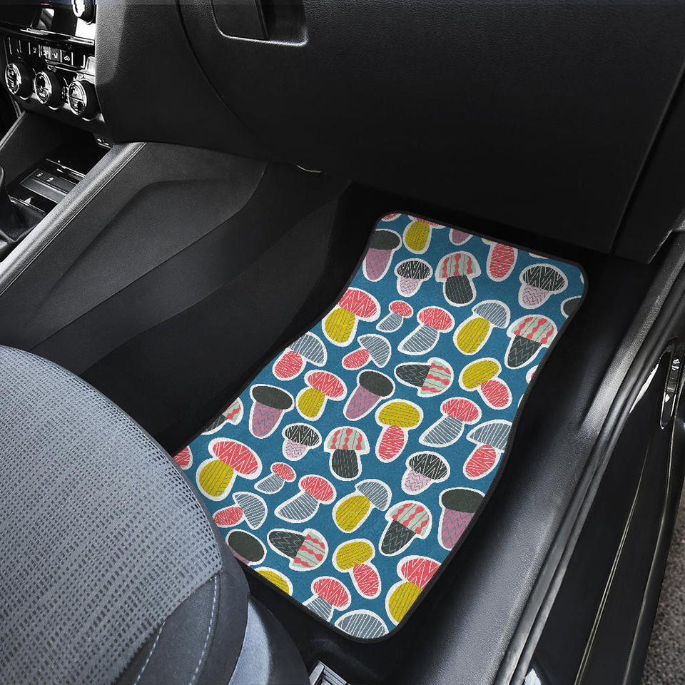 Colorful Mushroom Design Pattern Front Car Mats