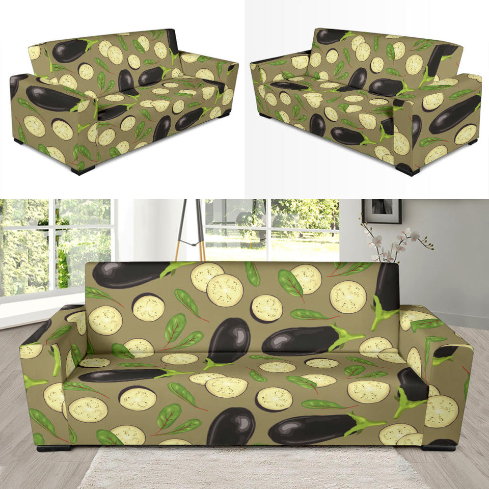 Eggplant Pattern Print Design 02 Sofa Slipcover
