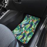 Colorful Parrot Exotic Flower Leaves Front And Back Car Mats