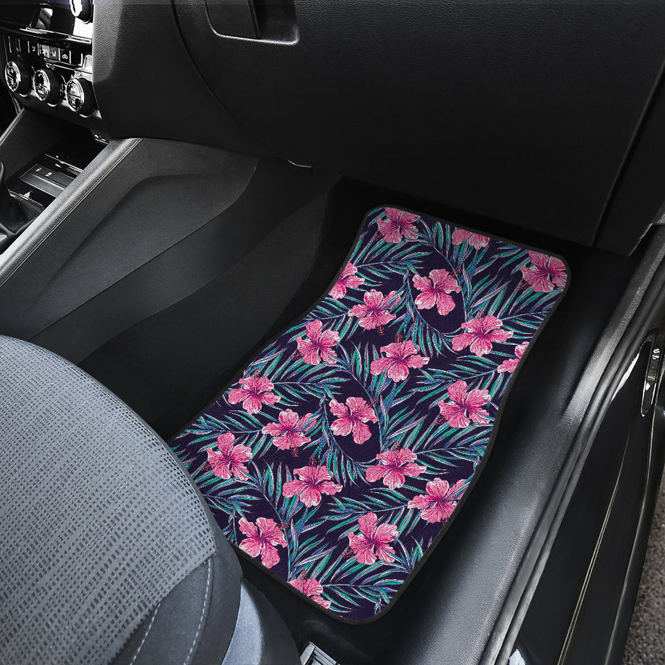 Hibiscus Pattern Print Design 05 Front and Back Car Mats