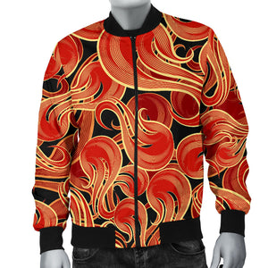 Fire Flame Pattern Men'S Bomber Jacket