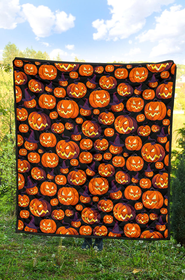 Halloween Pumpkin Pattern Premium Quilt