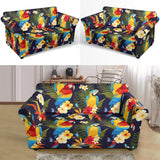 Colorful Parrot Flower Pattern Loveseat Couch Slipcover
