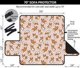 Cute Corgis Pattern pink background Sofa Cover Protector