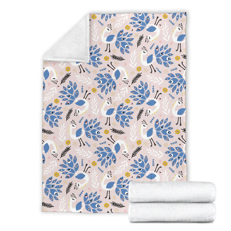 Cute Peacock Pattern Premium Blanket