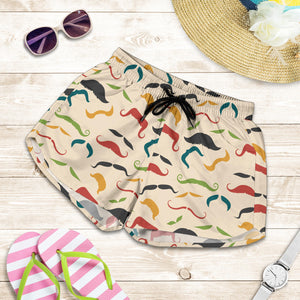 Mustache Beard Pattern Print Design 03 Women Shorts