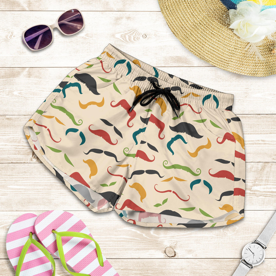 Mustache Beard Pattern Print Design 03 Women Shorts