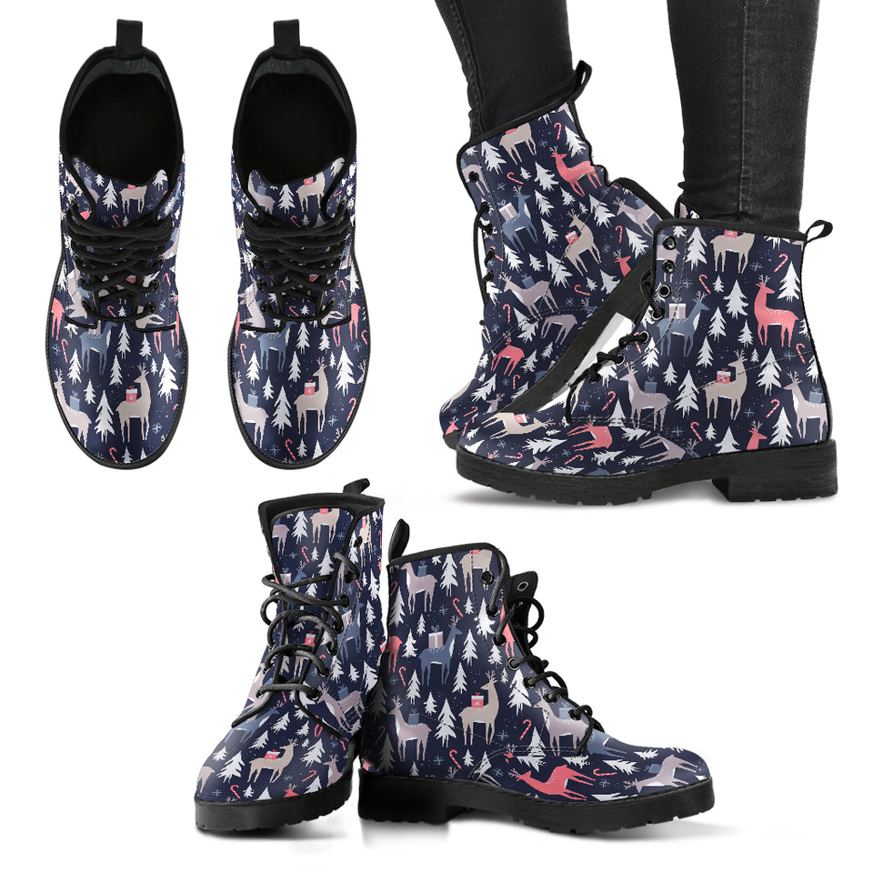 Deers Winter Christmas Pattern Leather Boots