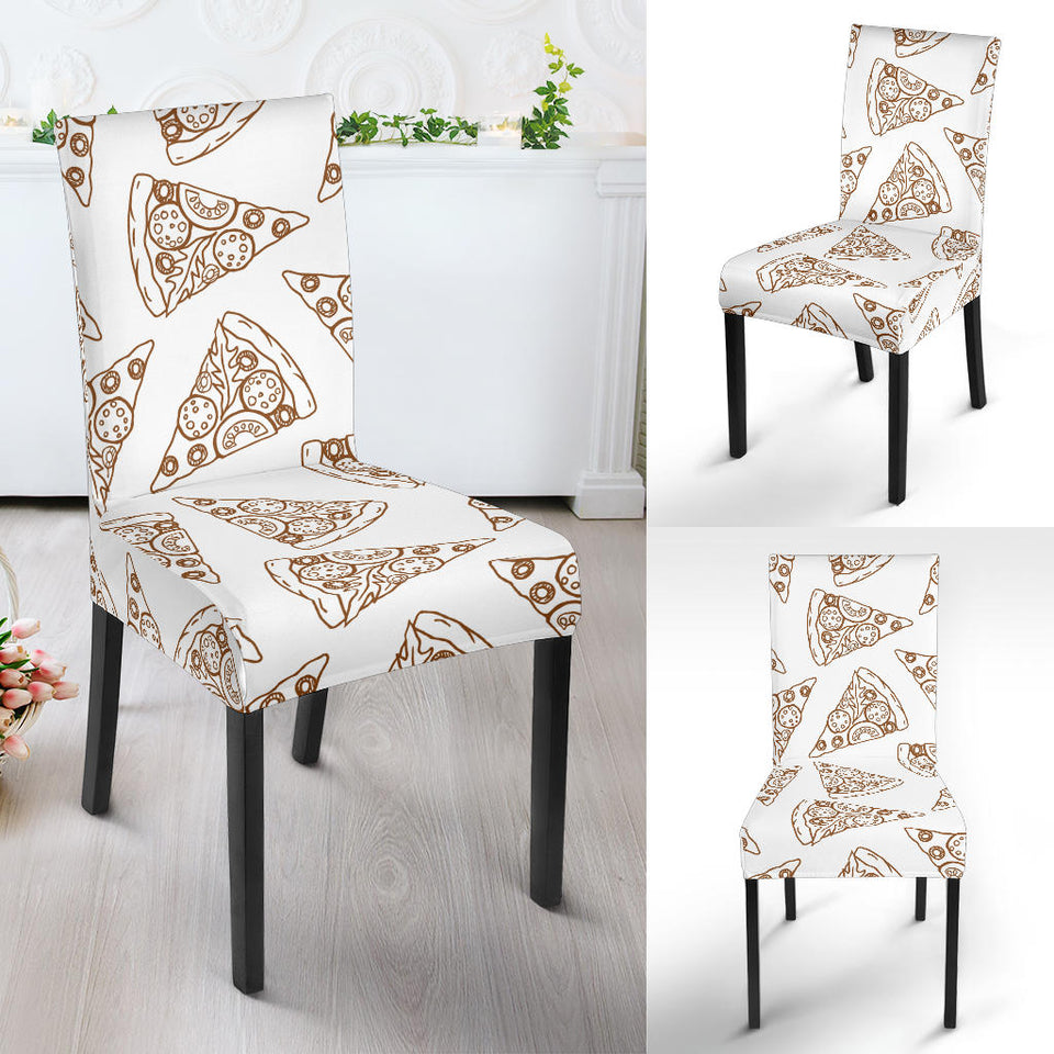 Hand Drawn Pizza Pattern Dining Chair Slipcover