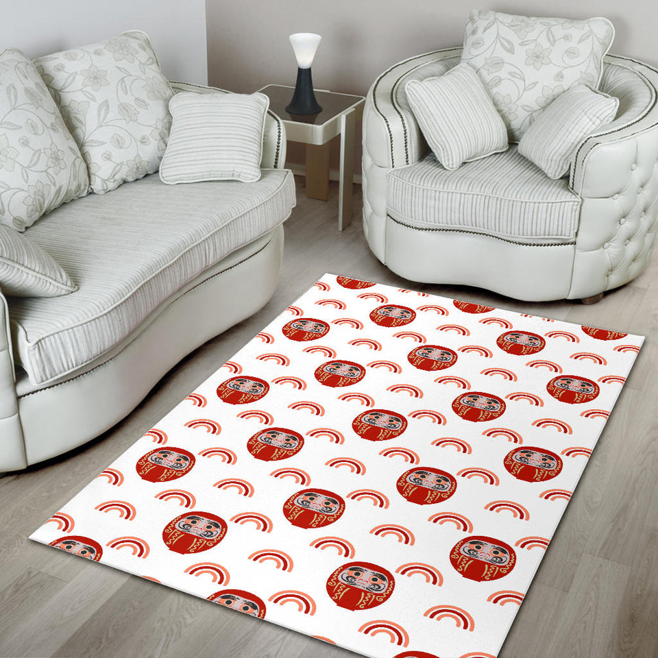 Daruma Japanese Wooden Doll Design Pattern Area Rug