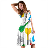 Darts Pattern Print Design 03 Sleeveless Midi Dress