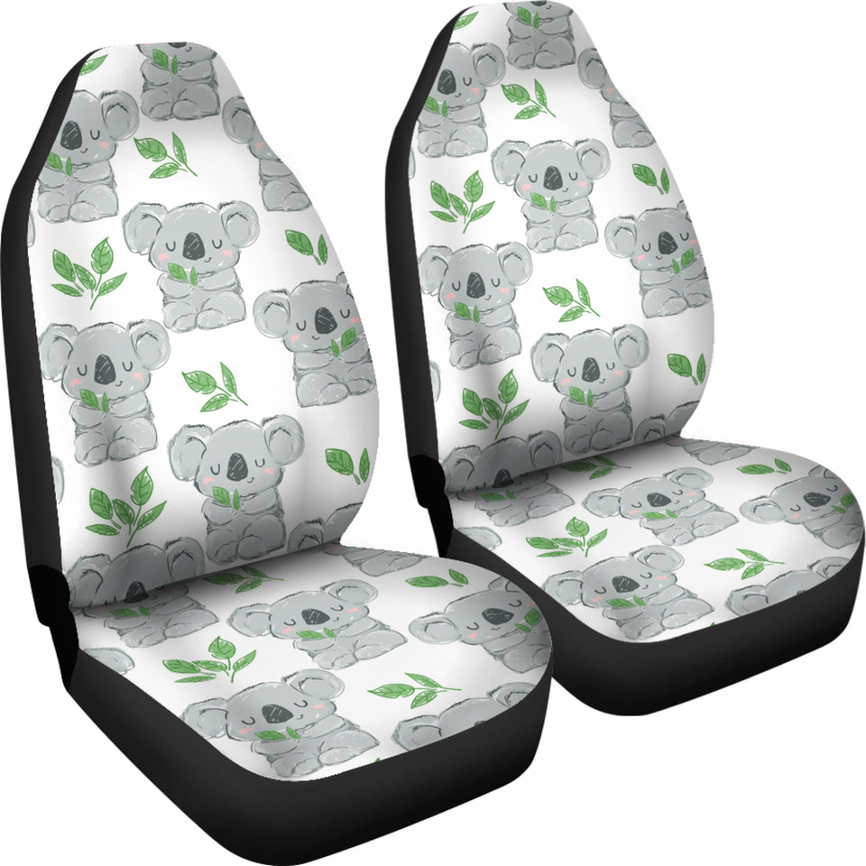 Hand Drawn Koala Leaves Pattern Universal Fit Car Seat Covers