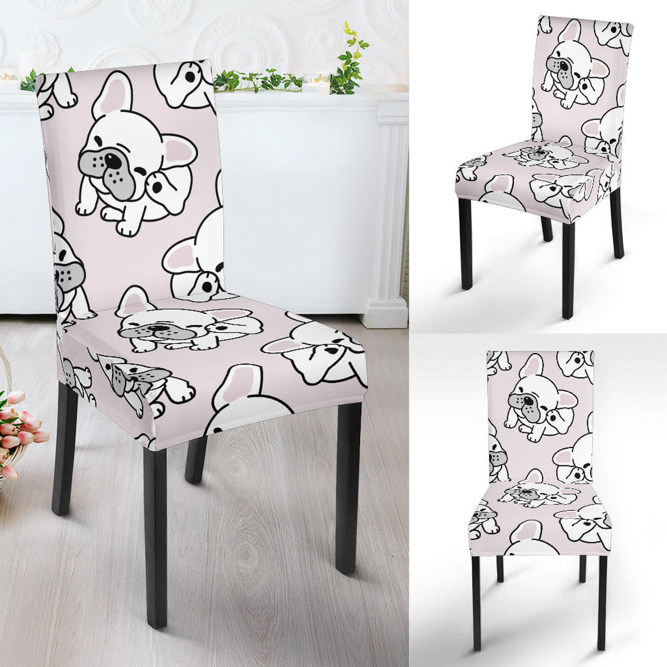 Cute French Bulldog Pattern Dining Chair Slipcover