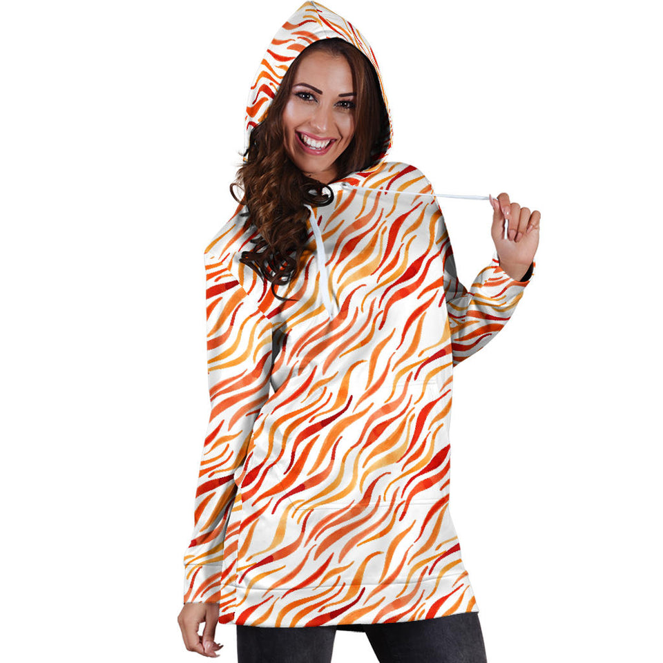 Fire Flame Watercolor Pattern Women'S Hoodie Dress
