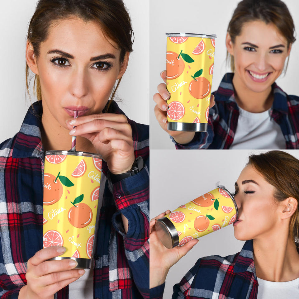 Grapefruit Yellow Background Tumbler