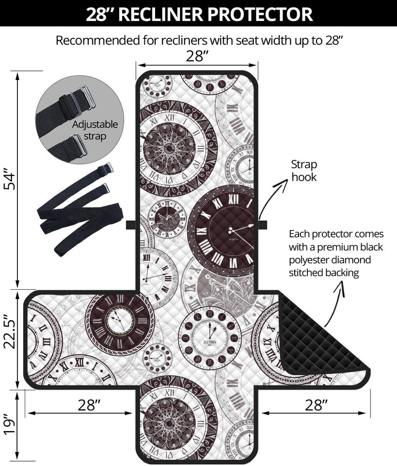 Classic vintage clock pattern Recliner Cover Protector
