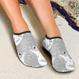 White Swan Gray Background Aqua Shoes