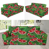 Watermelons Tropical Palm Leaves Pattern Background Sofa Slipcover