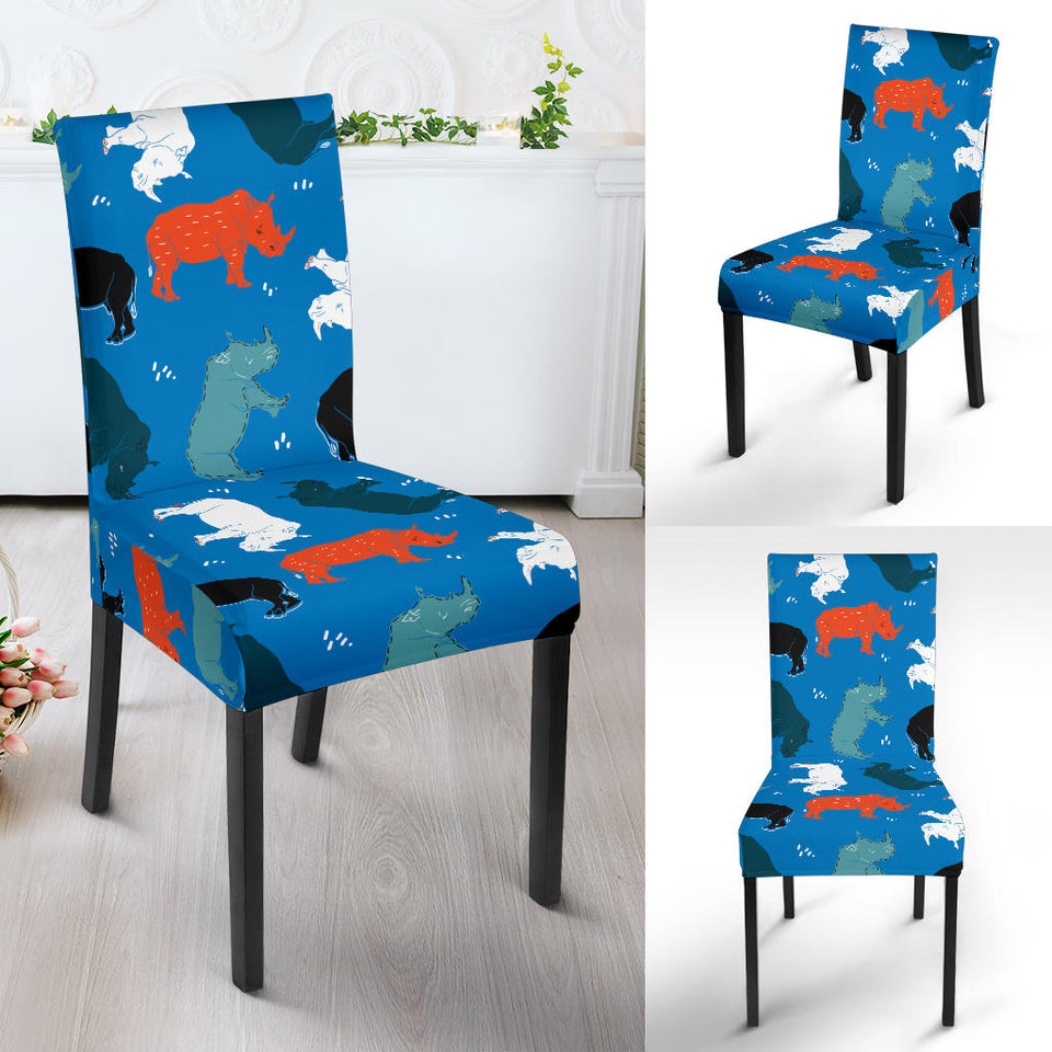 Colorful Rhino Pattern Dining Chair Slipcover