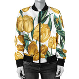 Yellow Tulips Pattern Women'S Bomber Jacket