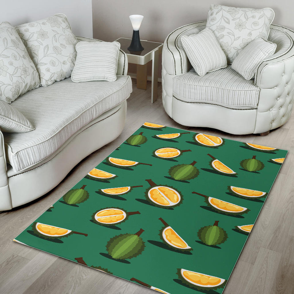 Durian Pattern Green Background Area Rug