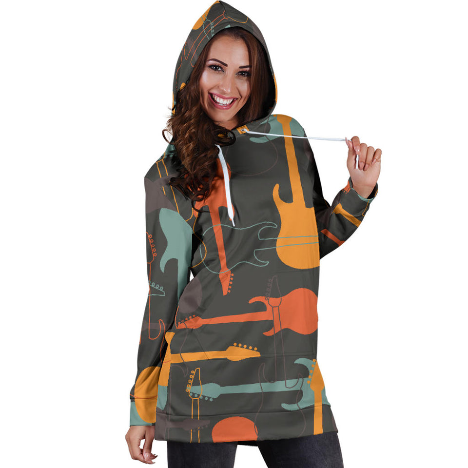 Electric Guitars Pattern Women'S Hoodie Dress
