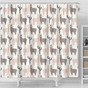 Llama Alpaca Pattern Shower Curtain Fulfilled In US