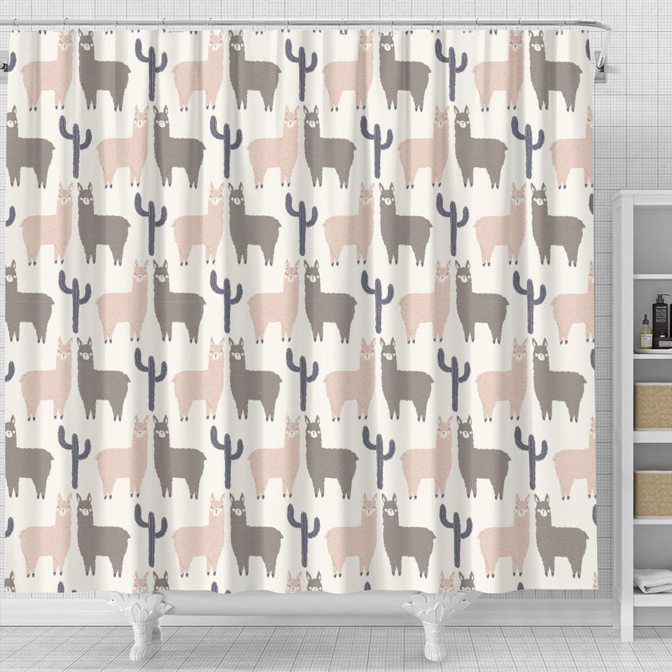 Llama Alpaca Pattern Shower Curtain Fulfilled In US