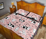 Cows milk product pink background Quilt Bed Set