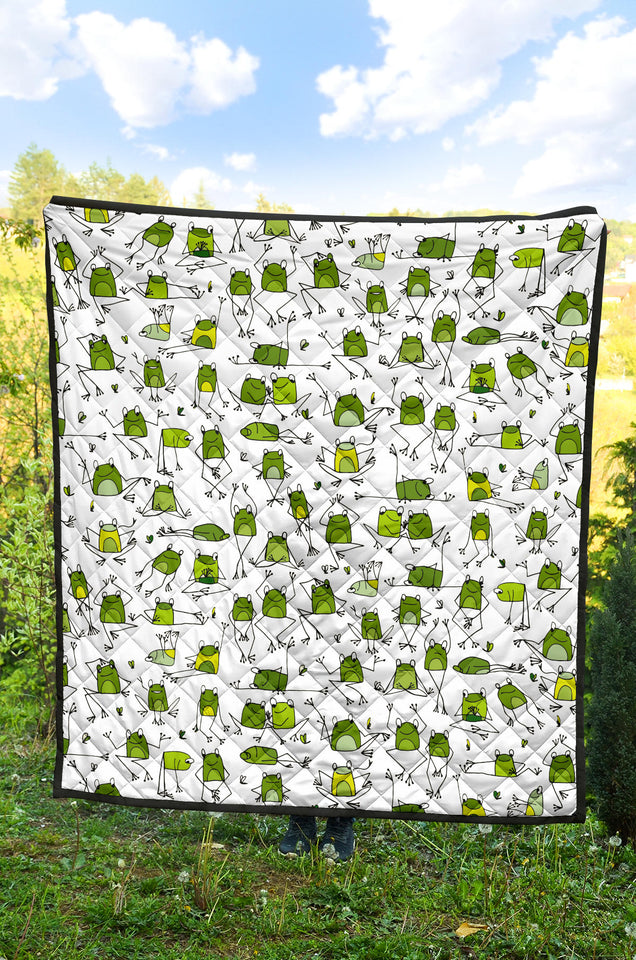 Sketch Funny Frog Pattern Premium Quilt