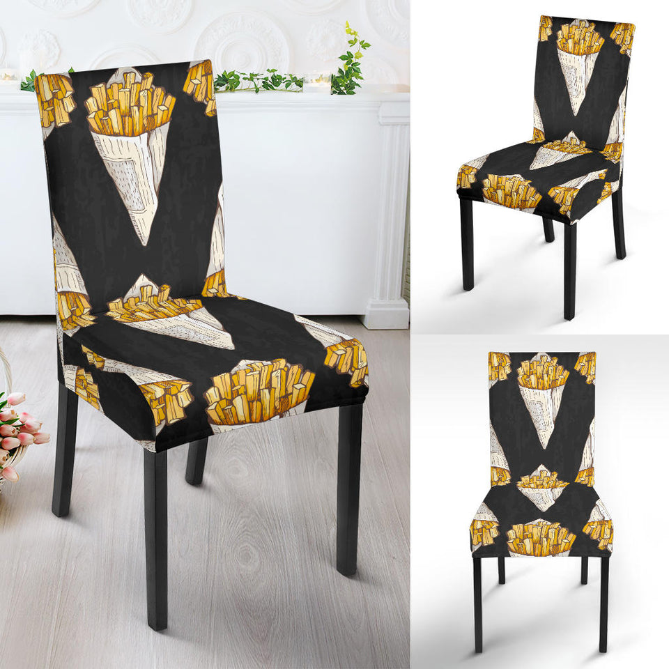 French Fries Dark Background Dining Chair Slipcover
