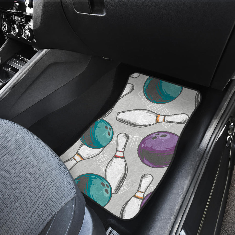 Bowling Ball And Pin Gray Background Front And Back Car Mats