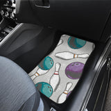Bowling Ball And Pin Gray Background Front And Back Car Mats