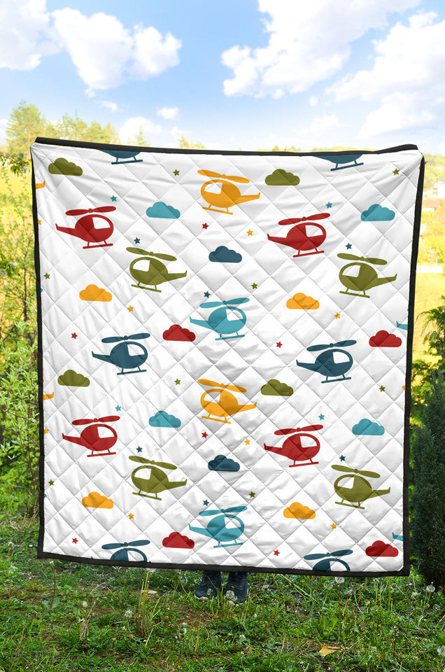 Colorful Helicopter Pattern Premium Quilt