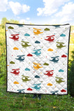 Colorful Helicopter Pattern Premium Quilt