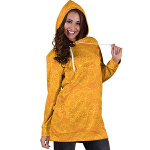 Orange Traditional Indian Element Pattern Women'S Hoodie Dress