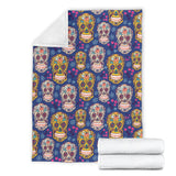 Sugar Skull Flower Pattern Premium Blanket