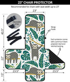 Cute sloths tropical palm leaves white background Chair Cover Protector