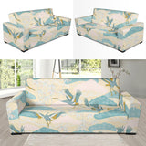 Bonsai Bamboo Stork Japanese Pattern Cream Theme Sofa Slipcover