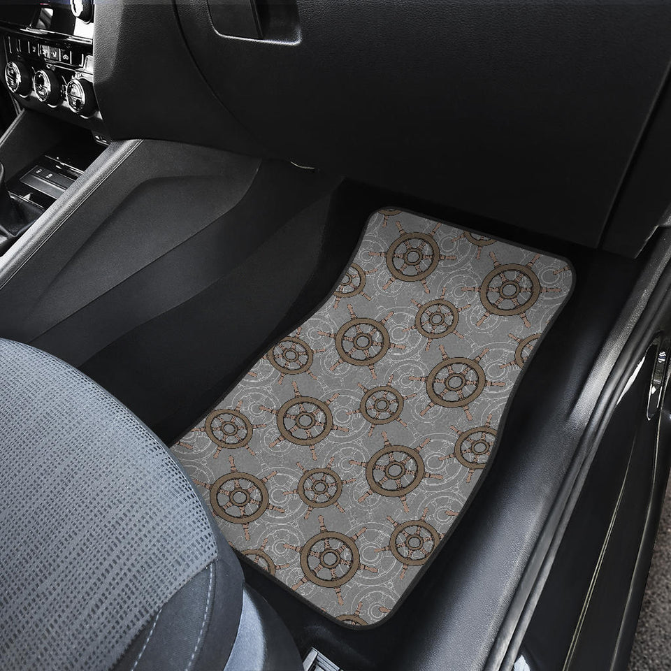 Nautical Wood Steering Wheel Pattern Front Car Mats