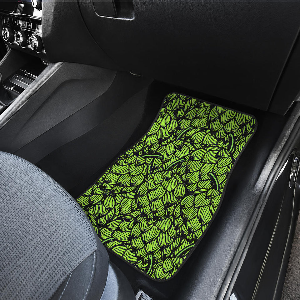 Green Hop Pattern Front And Back Car Mats